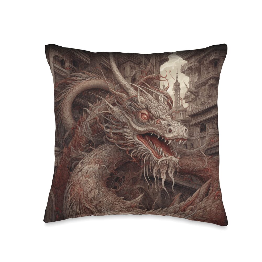4202 Chinese Fantasy Artwork Japanese Dragon Lover Throw Pillow 16x16